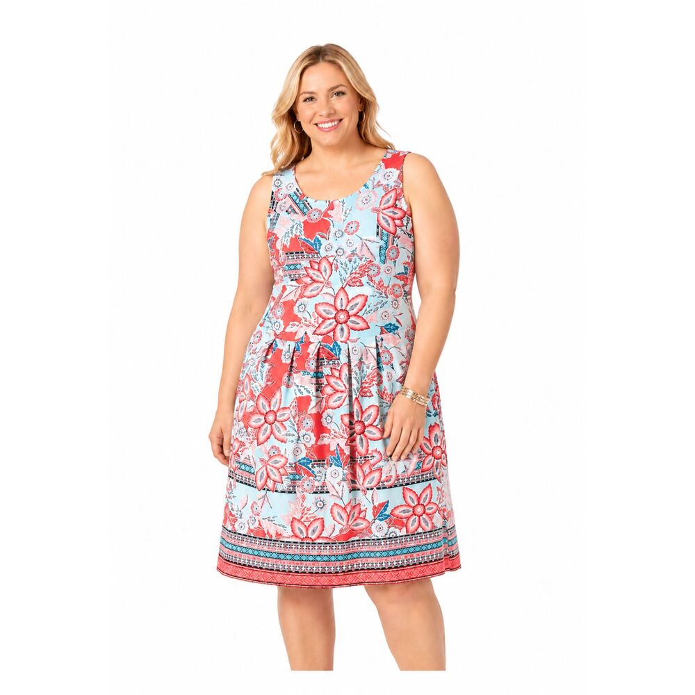 J.Jill Floral Paisley Border Print Sleeveless Dress Size 2X NWOT